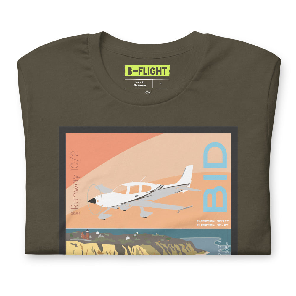 CIRRUS Block Island Airport, RI Vintage Short-sleeve unisex t-shirt - KBID Sleeve airport code