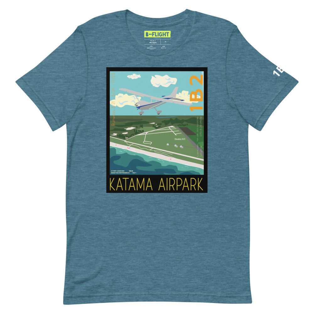 CESSNA 172 Skyhawk  Katama Airpark, Martha's Vineyard Vintage Short-sleeve unisex t-shirt - 1B2 Sleeve airport code