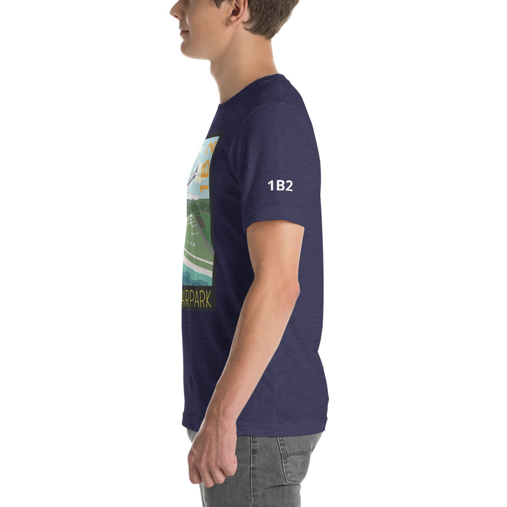 BONANZA A36 Katama Airpark, Martha's Vineyard Vintage Short-sleeve unisex t-shirt - 1B2 Sleeve airport code