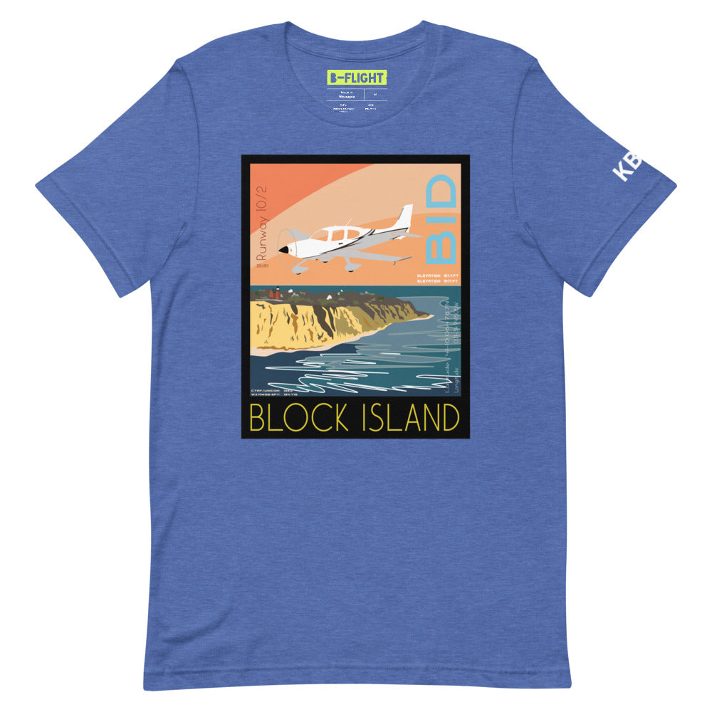 CIRRUS Block Island Airport, RI Vintage Short-sleeve unisex t-shirt - KBID Sleeve airport code