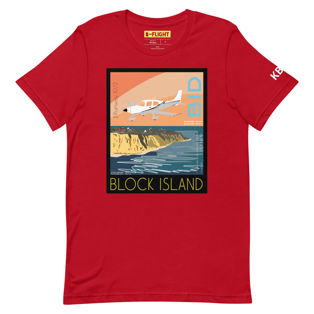 CIRRUS Block Island Airport, RI Vintage Short-sleeve unisex t-shirt - KBID Sleeve airport code