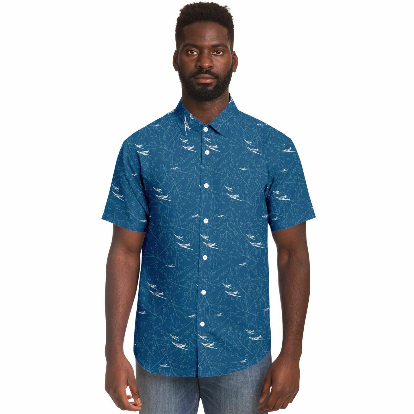 Yak 18-T Yakolev blue Short Sleeve Button Down Shirt