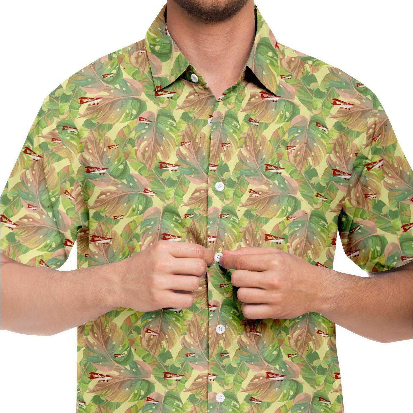 CITABRIA printed Short Sleeve Button Down Shirt - Vintage leaves - poplin