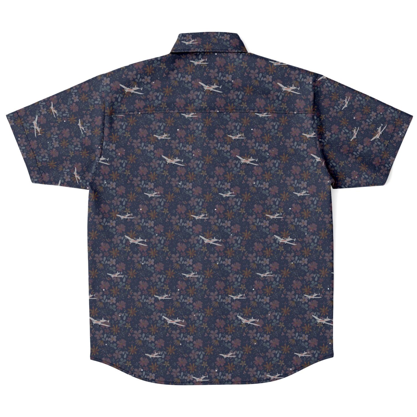 ErCoupe printed Short Sleeve Button Down Shirt - dark floral - poplin