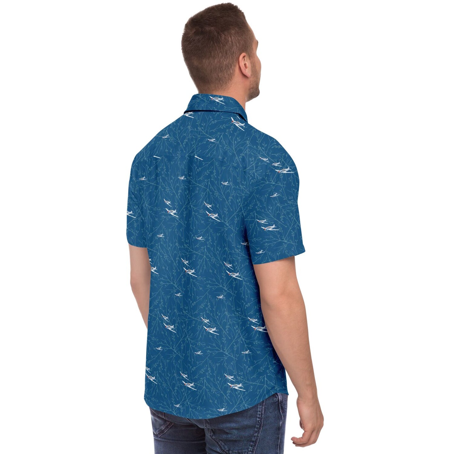 Yak 18-T Yakolev blue Short Sleeve Button Down Shirt