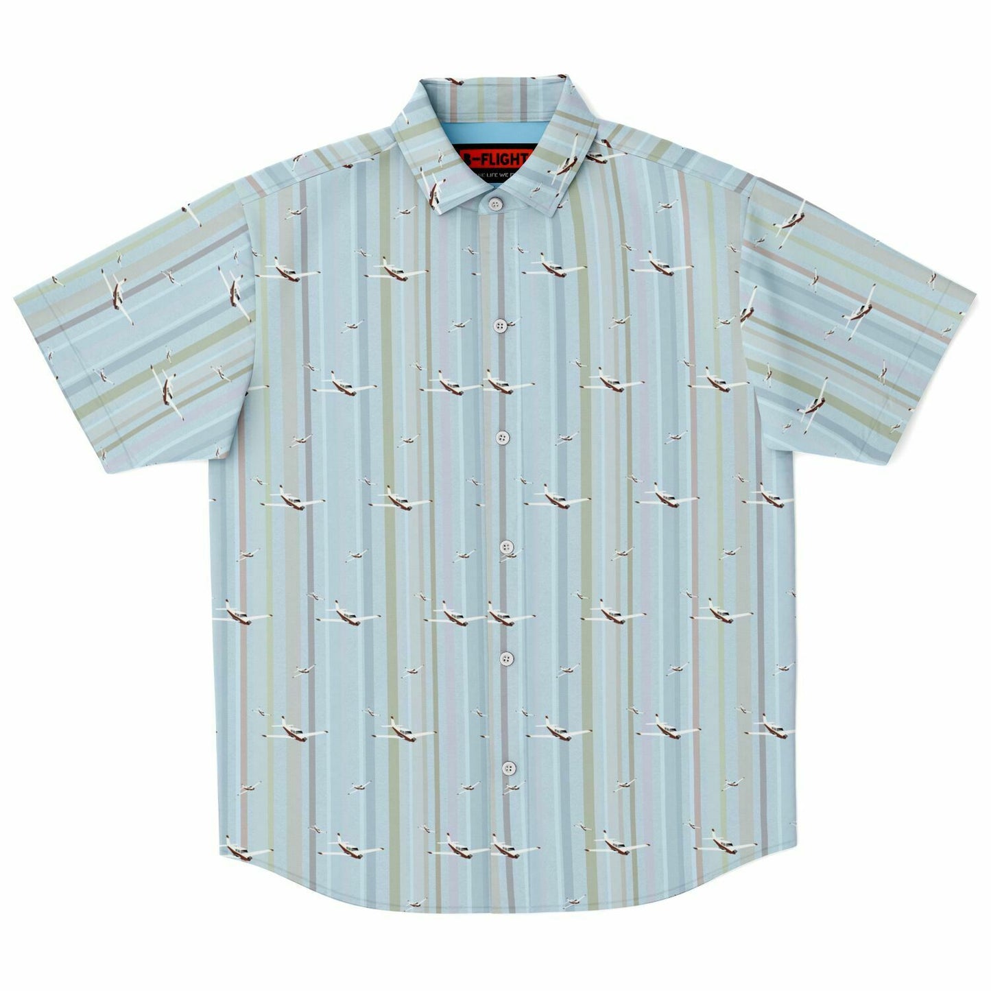 Piper Comanche printed blue stripe Short Sleeve Button Down Shirt