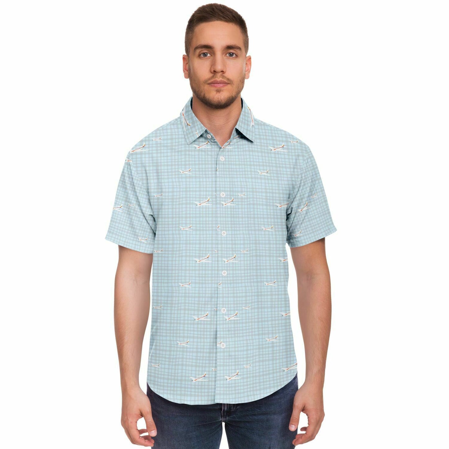 A36 Bonanza printed Short Sleeve Button Down Shirt