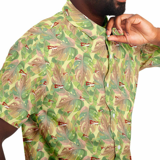 CITABRIA printed Short Sleeve Button Down Shirt - Vintage leaves - poplin