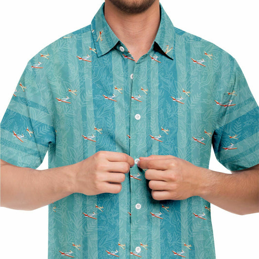 Vintage VTAIL BONANZA printed Short Sleeve Button Down Shirt - poplin