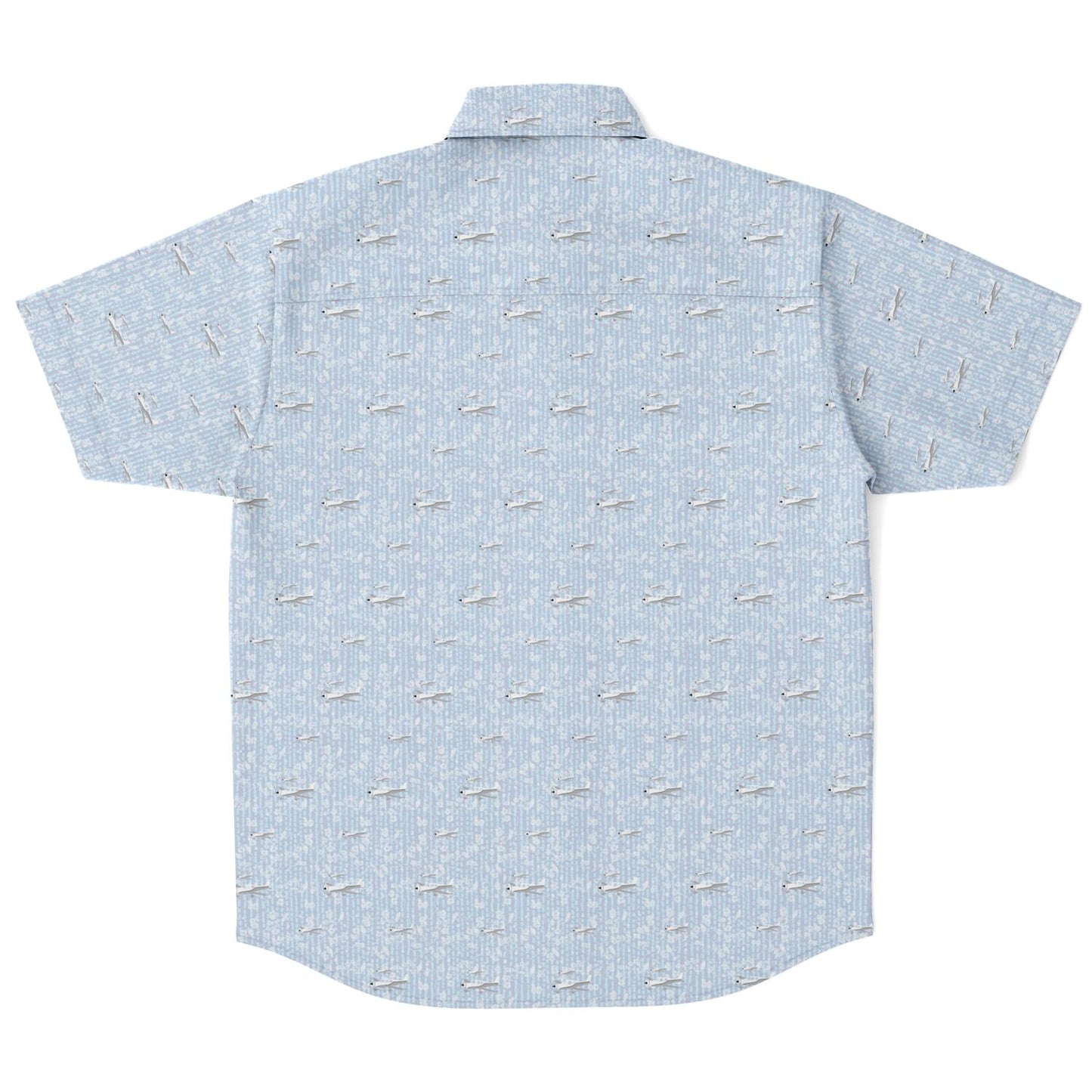 CIRRUS white grey aircraft printed Short Sleeve Button Down Shirt - poplin