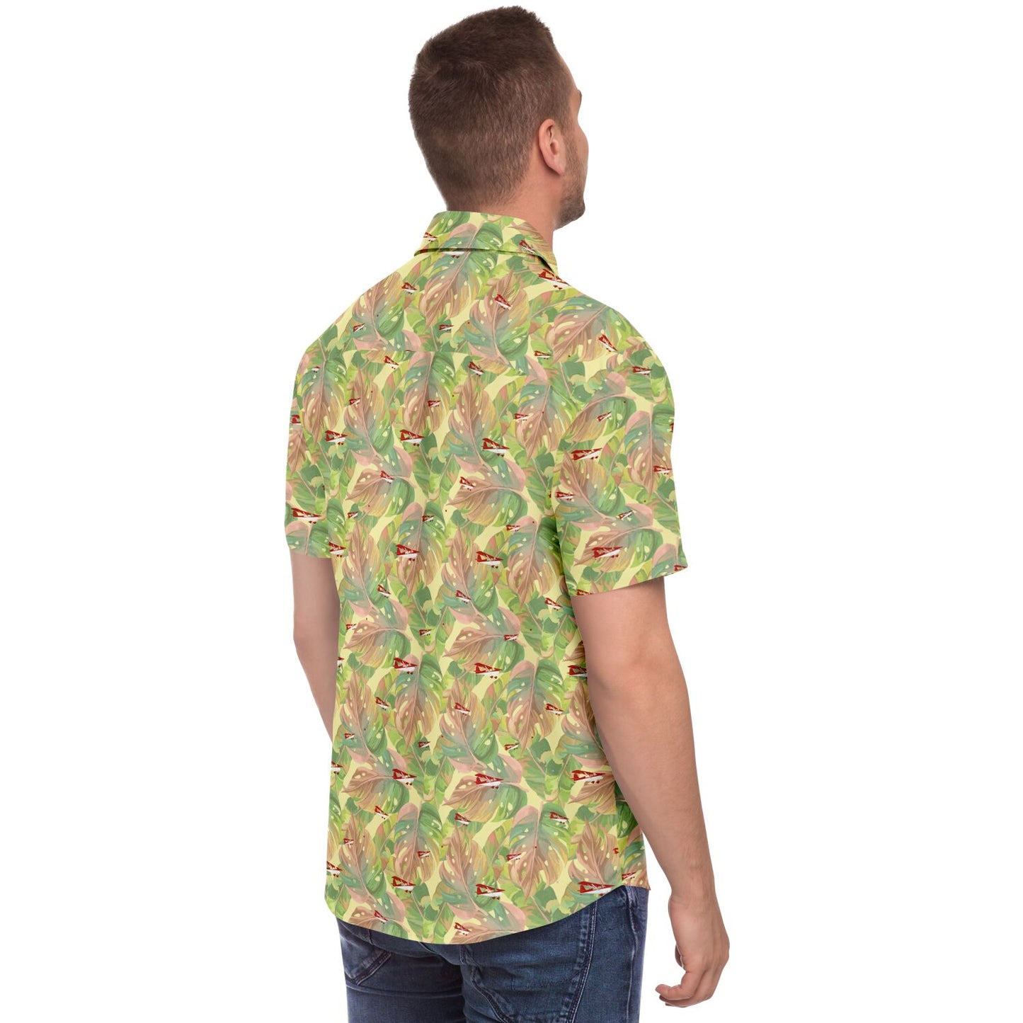 CITABRIA printed Short Sleeve Button Down Shirt - Vintage leaves - poplin