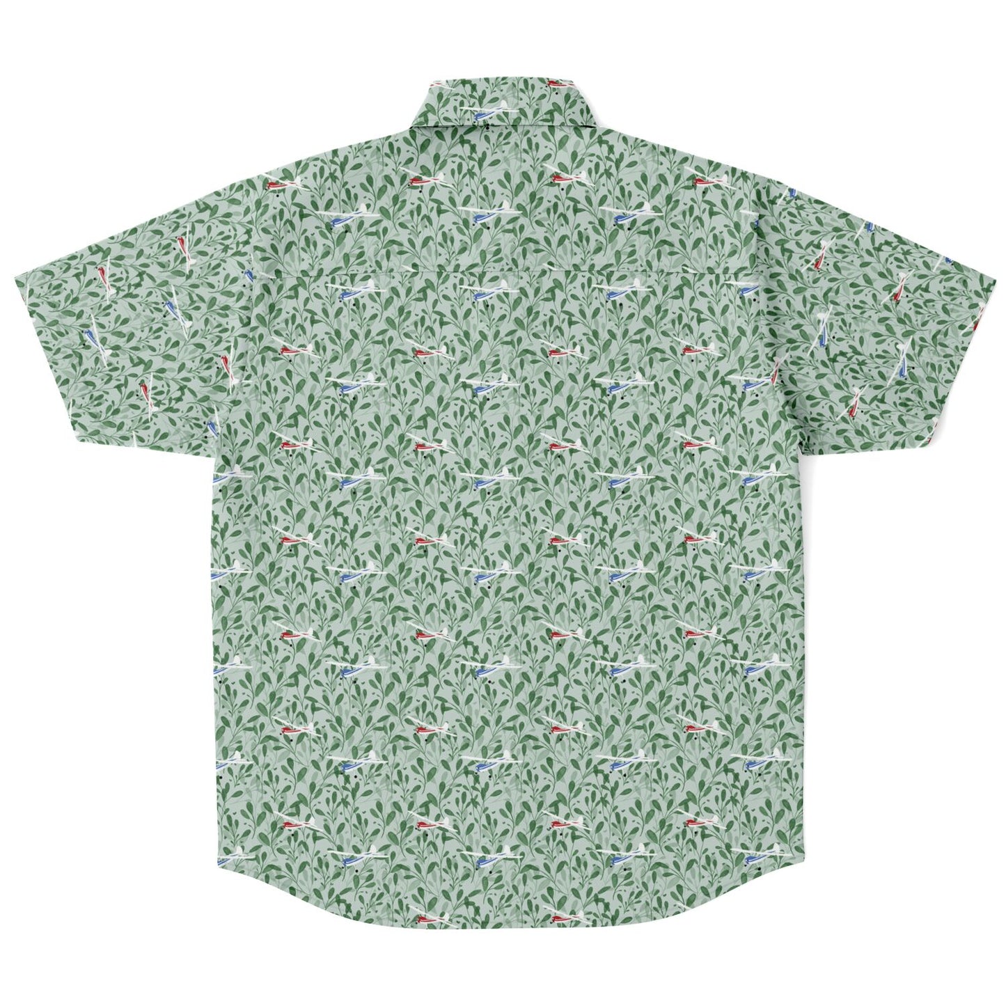 CESSNA 170 Printed Short Sleeve Button Down Shirt - Green leaf - poplin