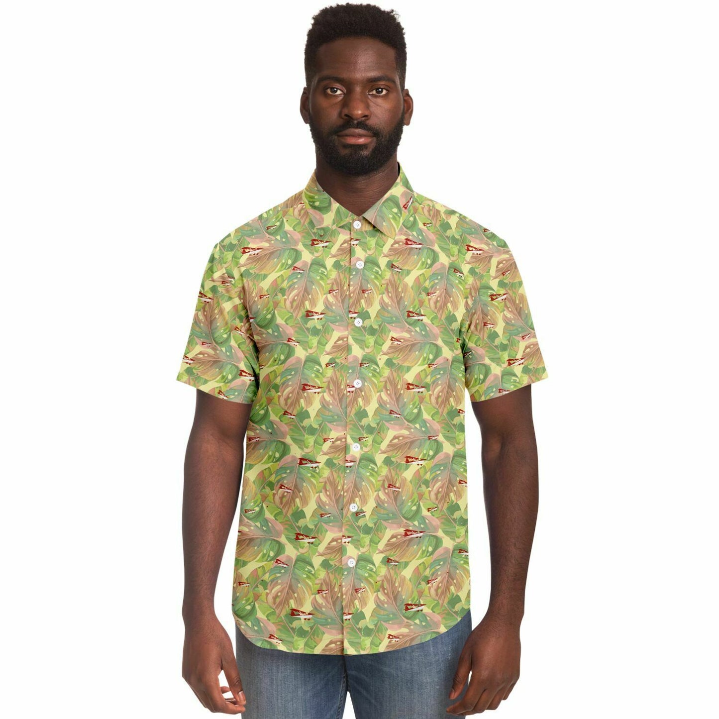 CITABRIA printed Short Sleeve Button Down Shirt - Vintage leaves - poplin