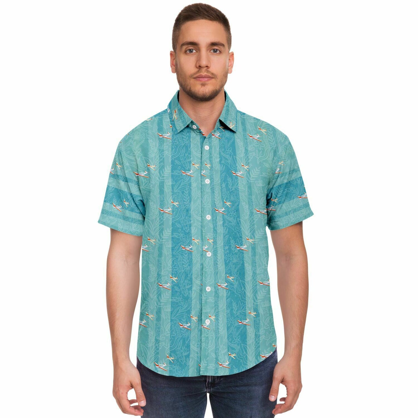 Vintage VTAIL BONANZA printed Short Sleeve Button Down Shirt - poplin