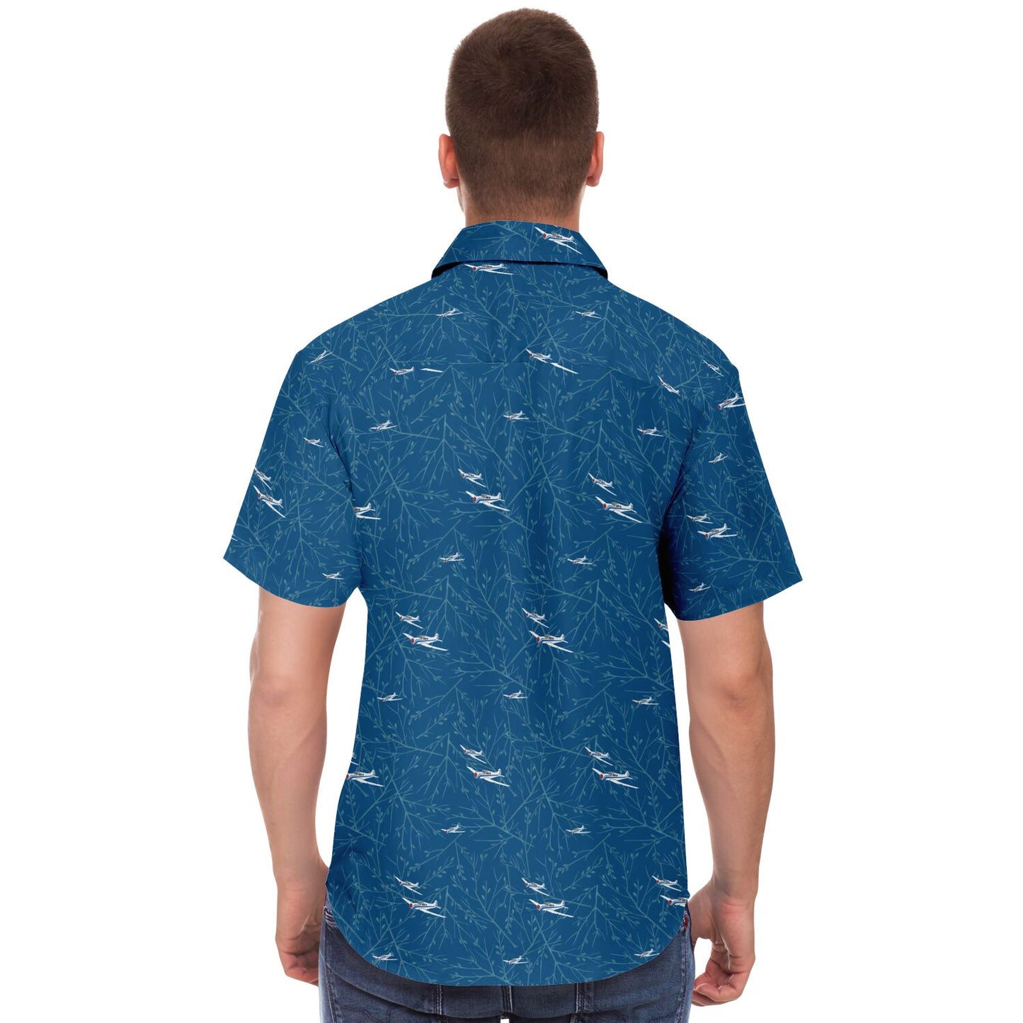 Yak 18-T Yakolev blue Short Sleeve Button Down Shirt