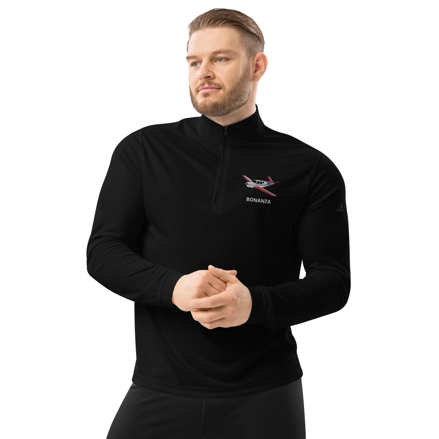 V Tail BONANZA Tri-color 2 Embroidered ECO Sustainable UPF 50+ Quarter zip pullover - Recycled Polyester