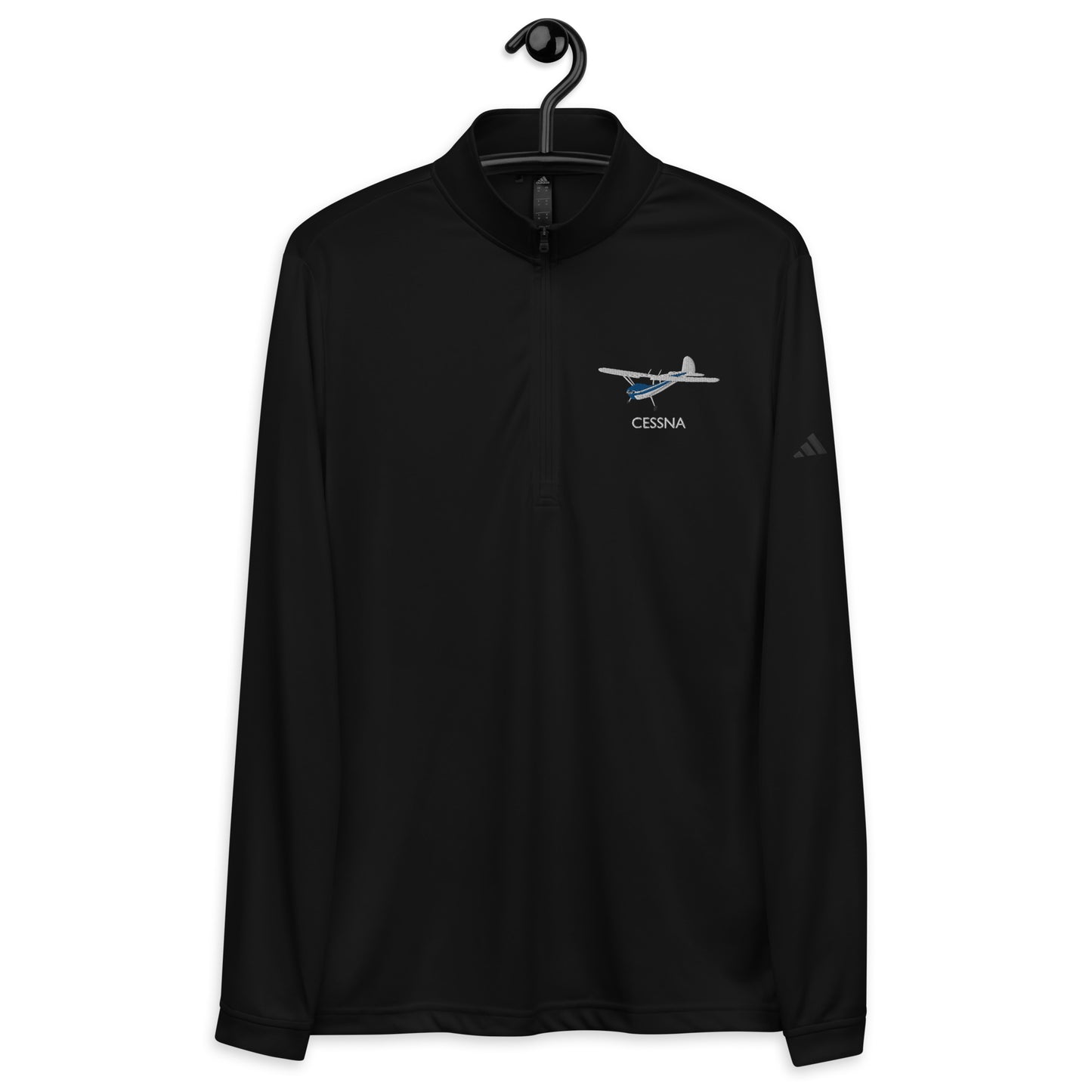 CESSNA 140 White - Blue Embroidered ECO Sustainable UPF 50+ Quarter zip pullover - Recycled Polyester