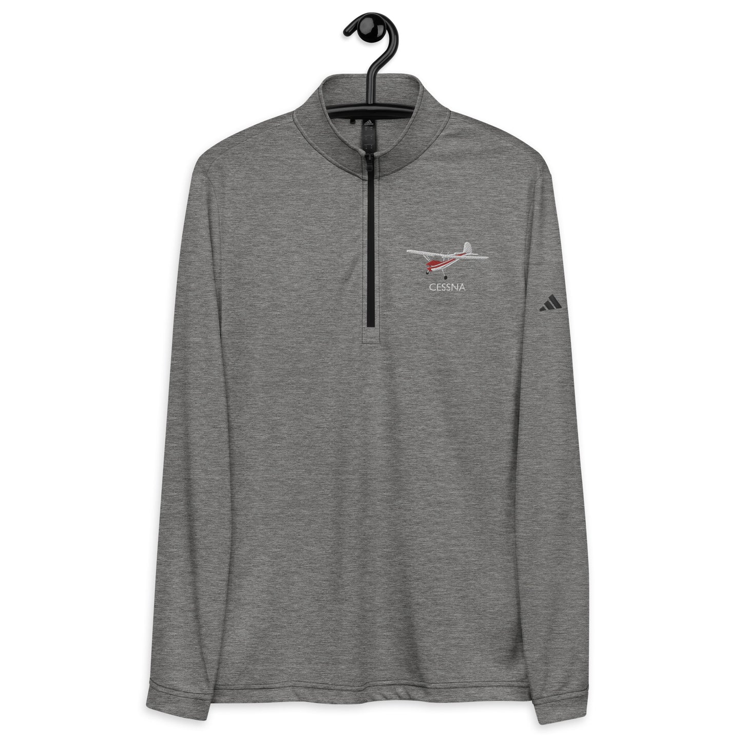 CESSNA 140 White - Red Embroidered ECO Sustainable UPF 50+ Quarter zip pullover - Recycled Polyester