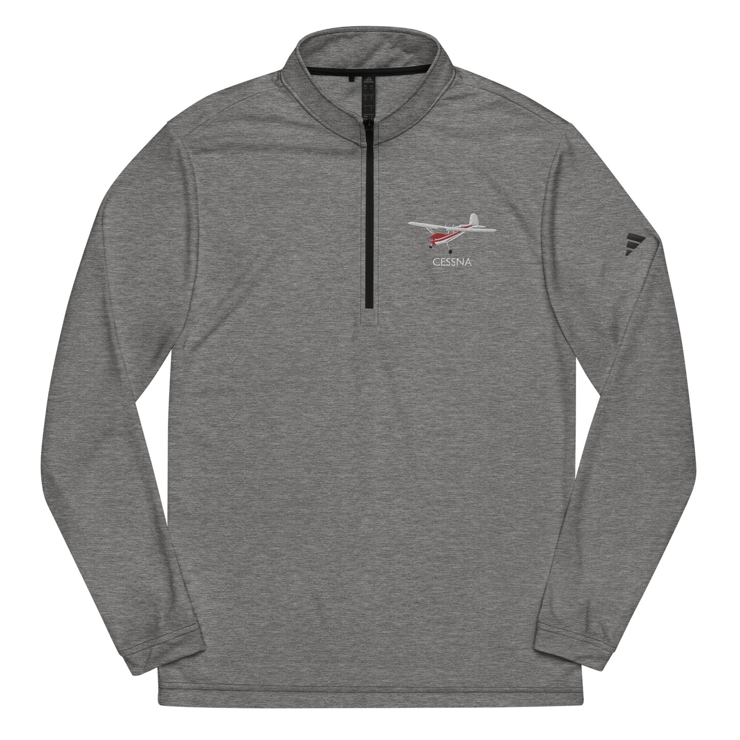 CESSNA 140 White - Red Embroidered ECO Sustainable UPF 50+ Quarter zip pullover - Recycled Polyester