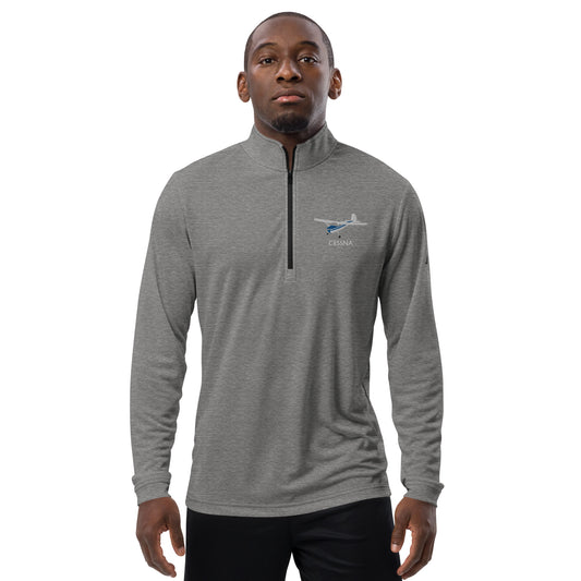 CESSNA 140 White - Blue Embroidered ECO Sustainable UPF 50+ Quarter zip pullover - Recycled Polyester