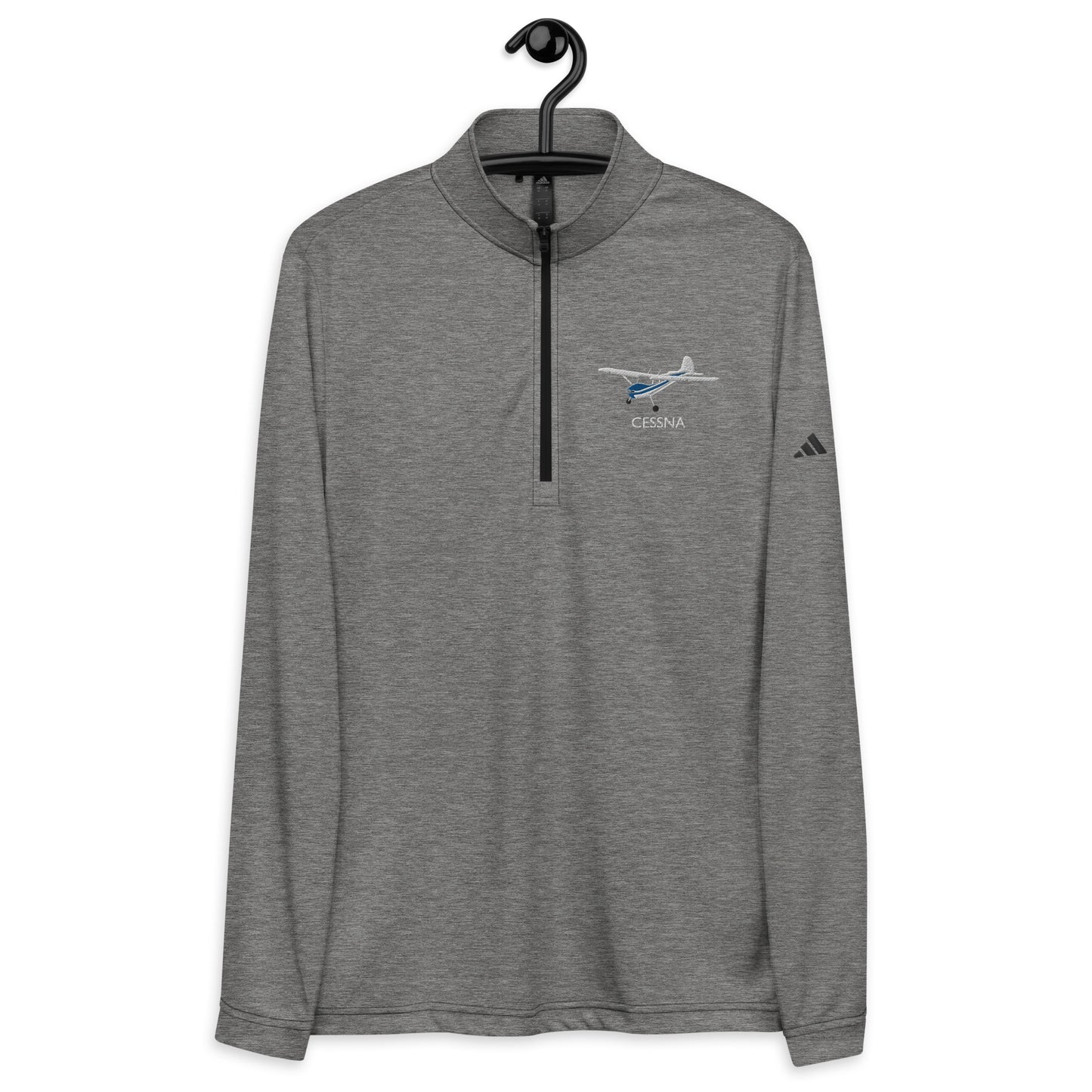 CESSNA 170 White - Blue Embroidered ECO Sustainable UPF 50+ Quarter zip pullover - Recycled Polyester.