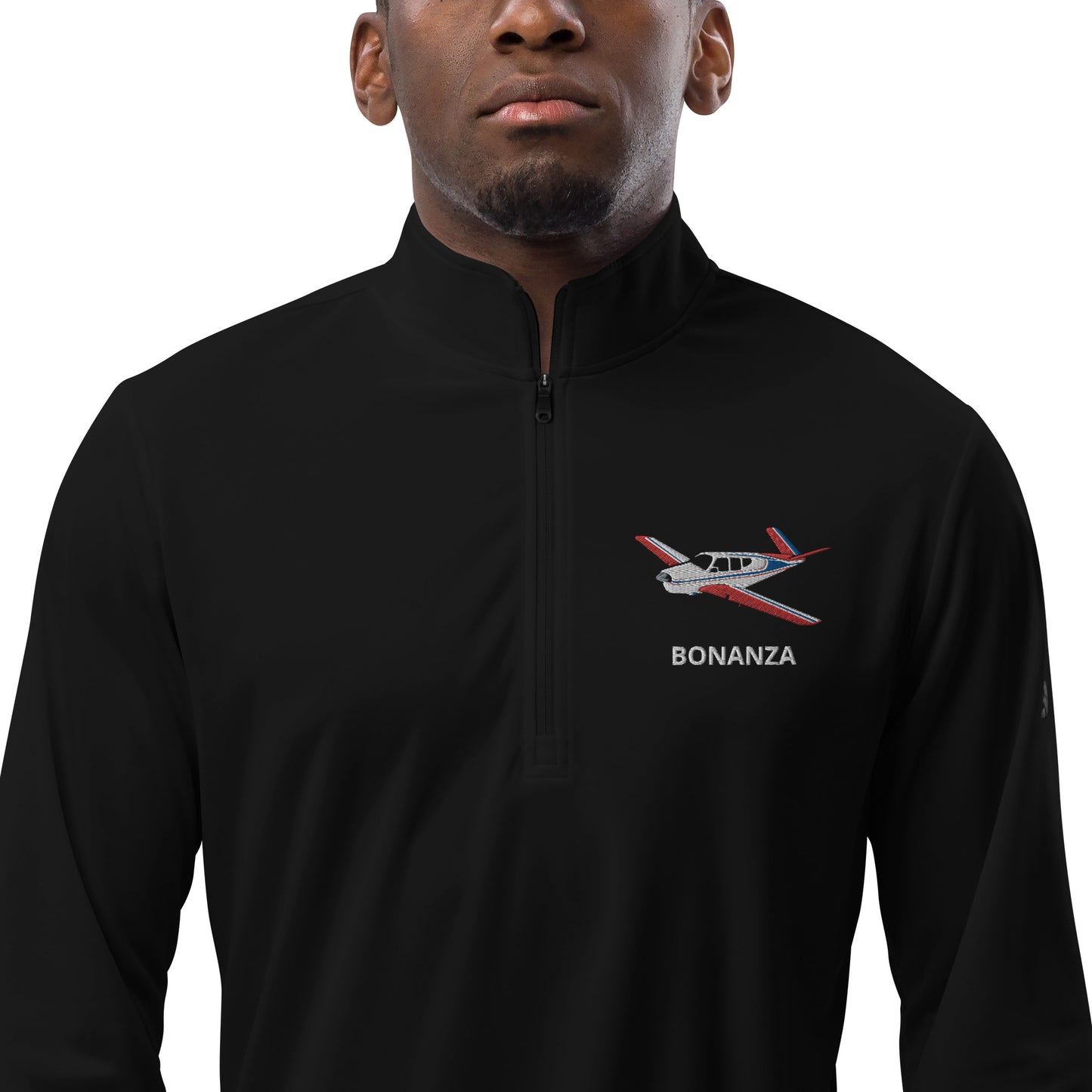 V Tail BONANZA Tri-color 2 Embroidered ECO Sustainable UPF 50+ Quarter zip pullover - Recycled Polyester