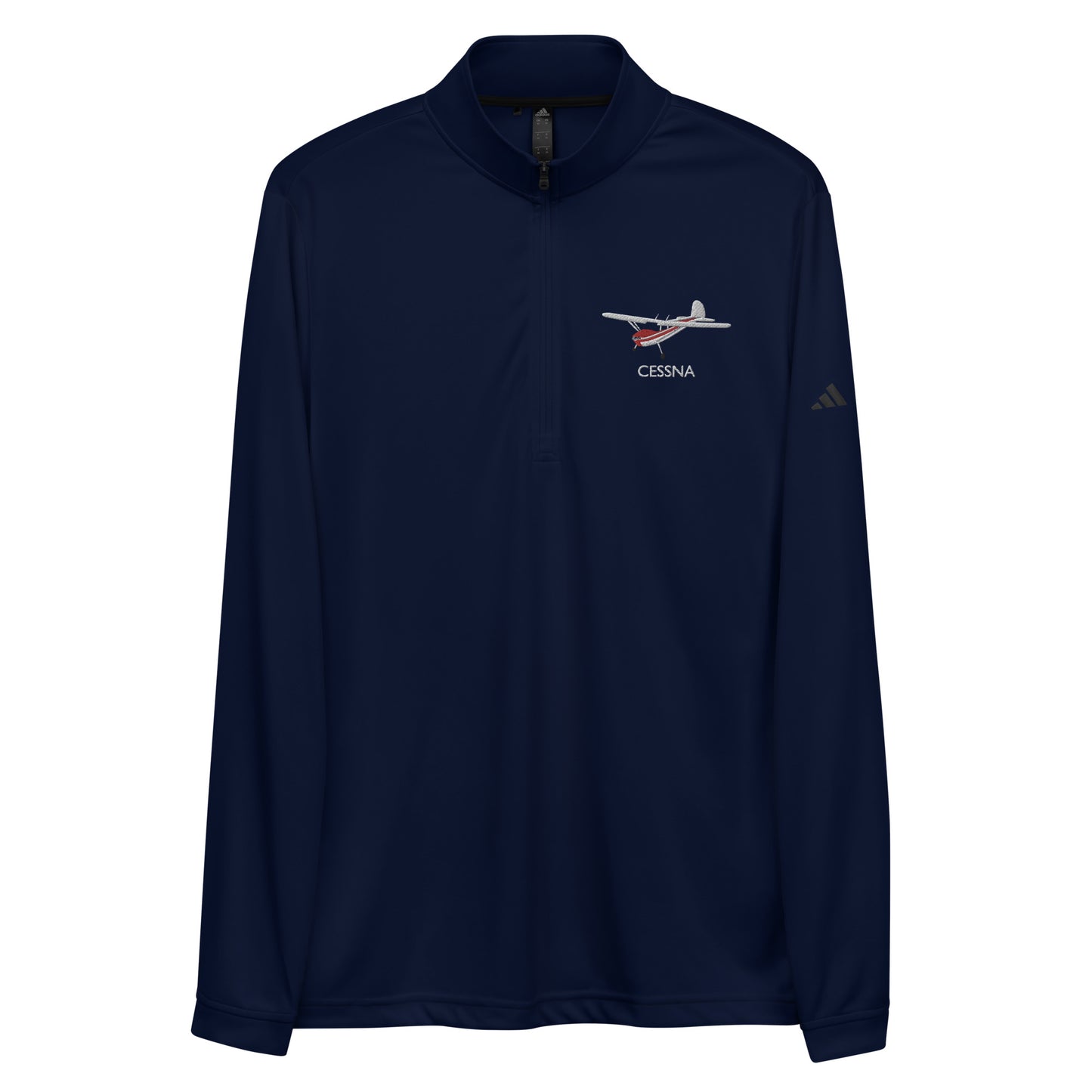 CESSNA 140 White - Red Embroidered ECO Sustainable UPF 50+ Quarter zip pullover - Recycled Polyester