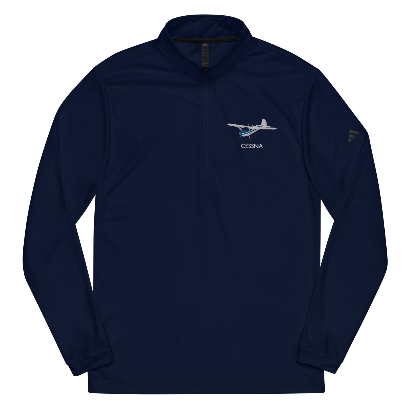 CESSNA 140 White - Blue Embroidered ECO Sustainable UPF 50+ Quarter zip pullover - Recycled Polyester