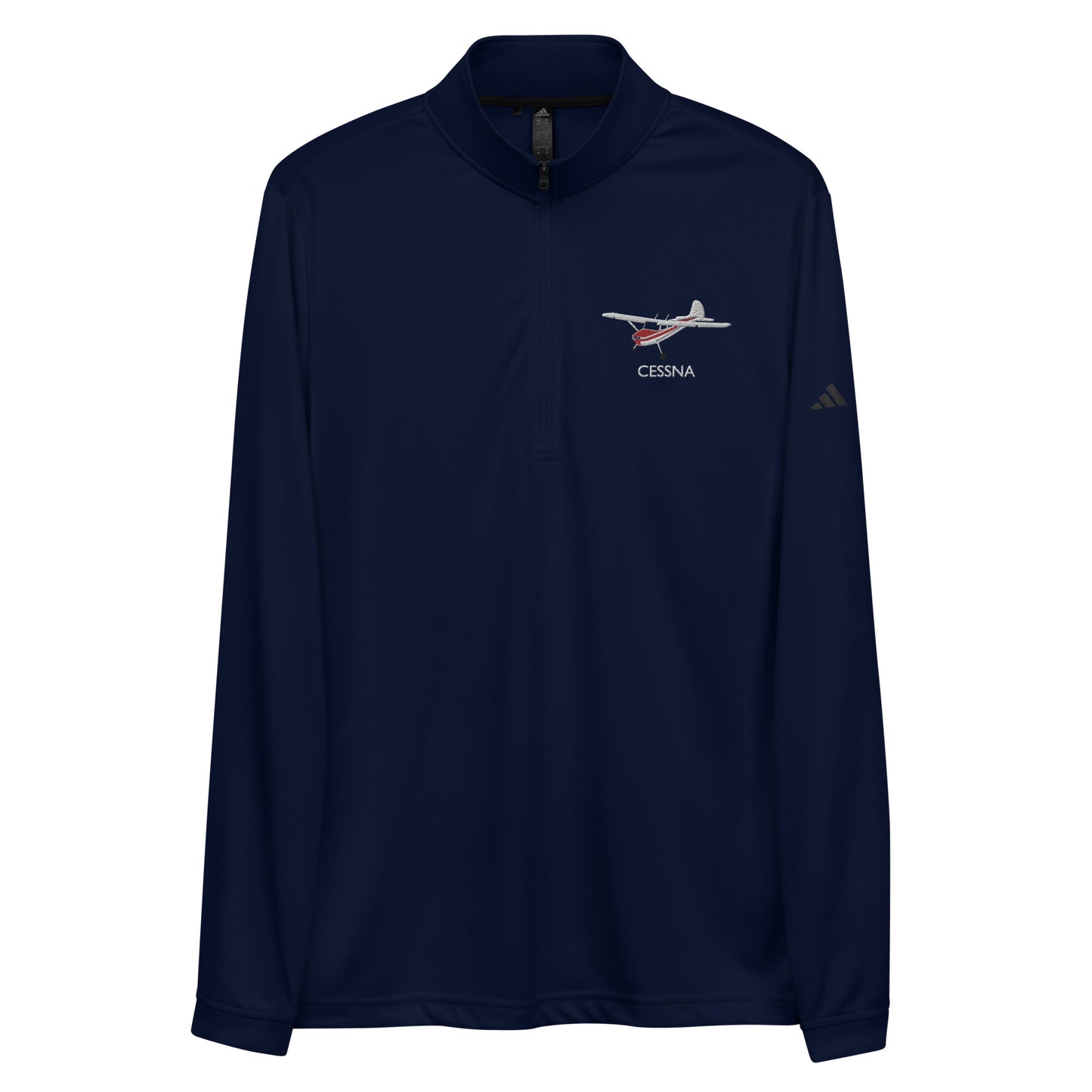 CESSNA 170 White-Red Embroidered ECO Sustainable UPF 50+ Quarter zip pullover - Recycled Polyester.