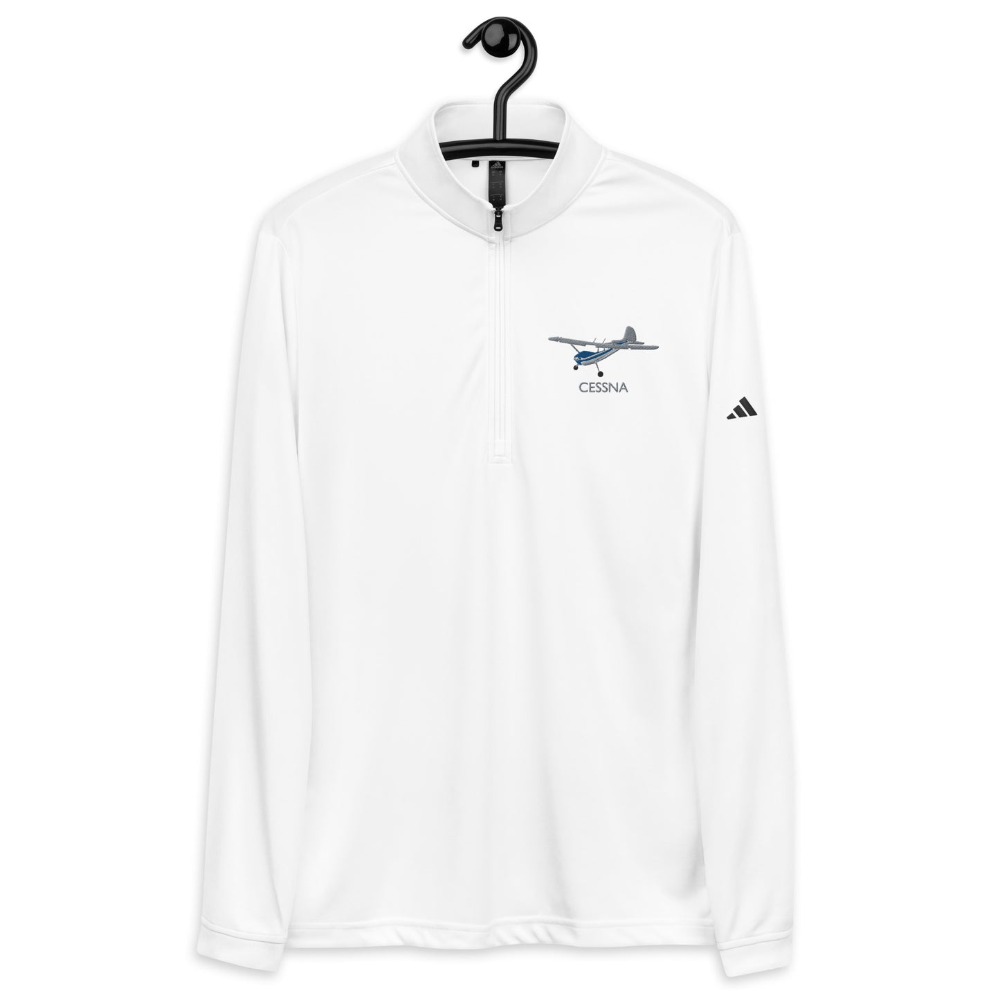 CESSNA 170 Polished grey - Blue Embroidered ECO Sustainable UPF 50+ Quarter zip pullover - Recycled Polyester