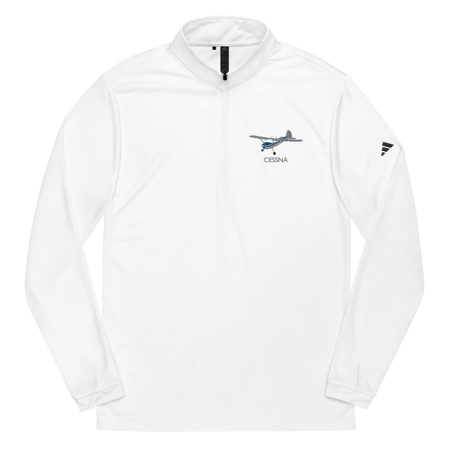 CESSNA 170 Polished grey - Blue Embroidered ECO Sustainable UPF 50+ Quarter zip pullover - Recycled Polyester