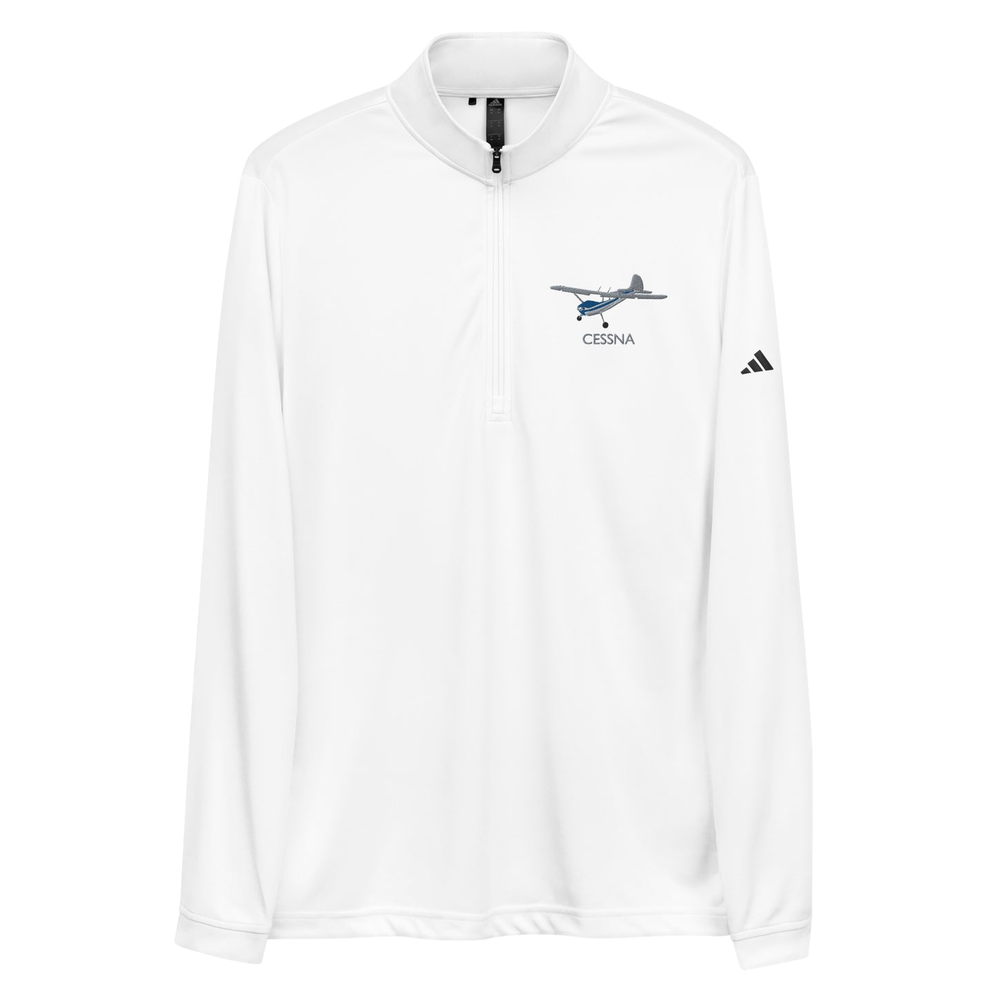 CESSNA 170 Polished grey - Blue Embroidered ECO Sustainable UPF 50+ Quarter zip pullover - Recycled Polyester