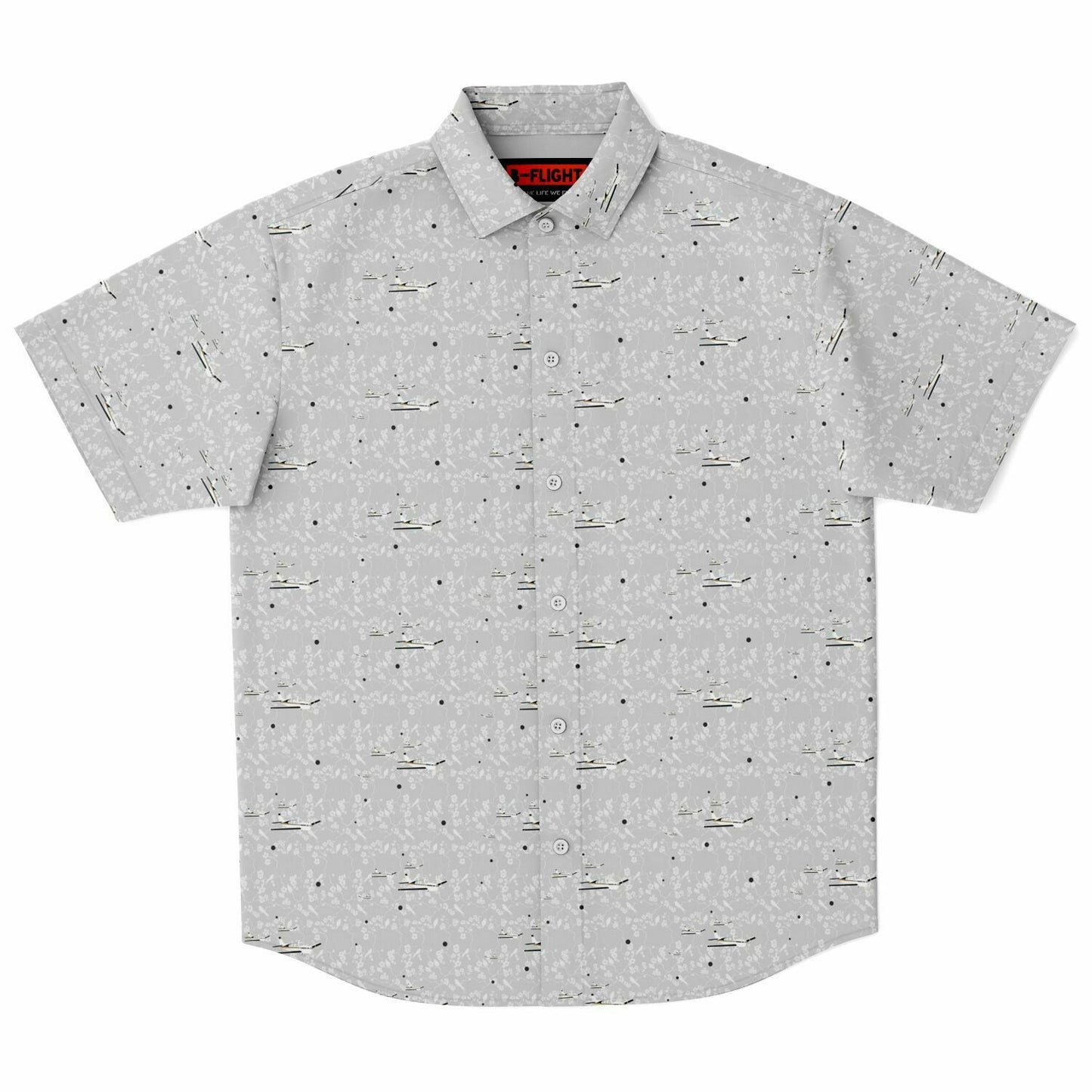 BONANZA F33 Printed Short Sleeve Button Down Shirt - Light grey