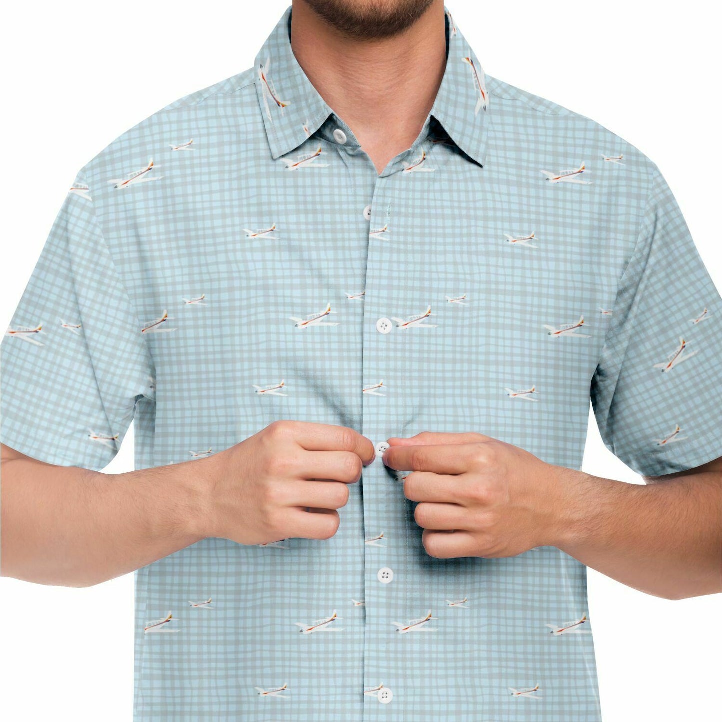 A36 Bonanza printed Short Sleeve Button Down Shirt