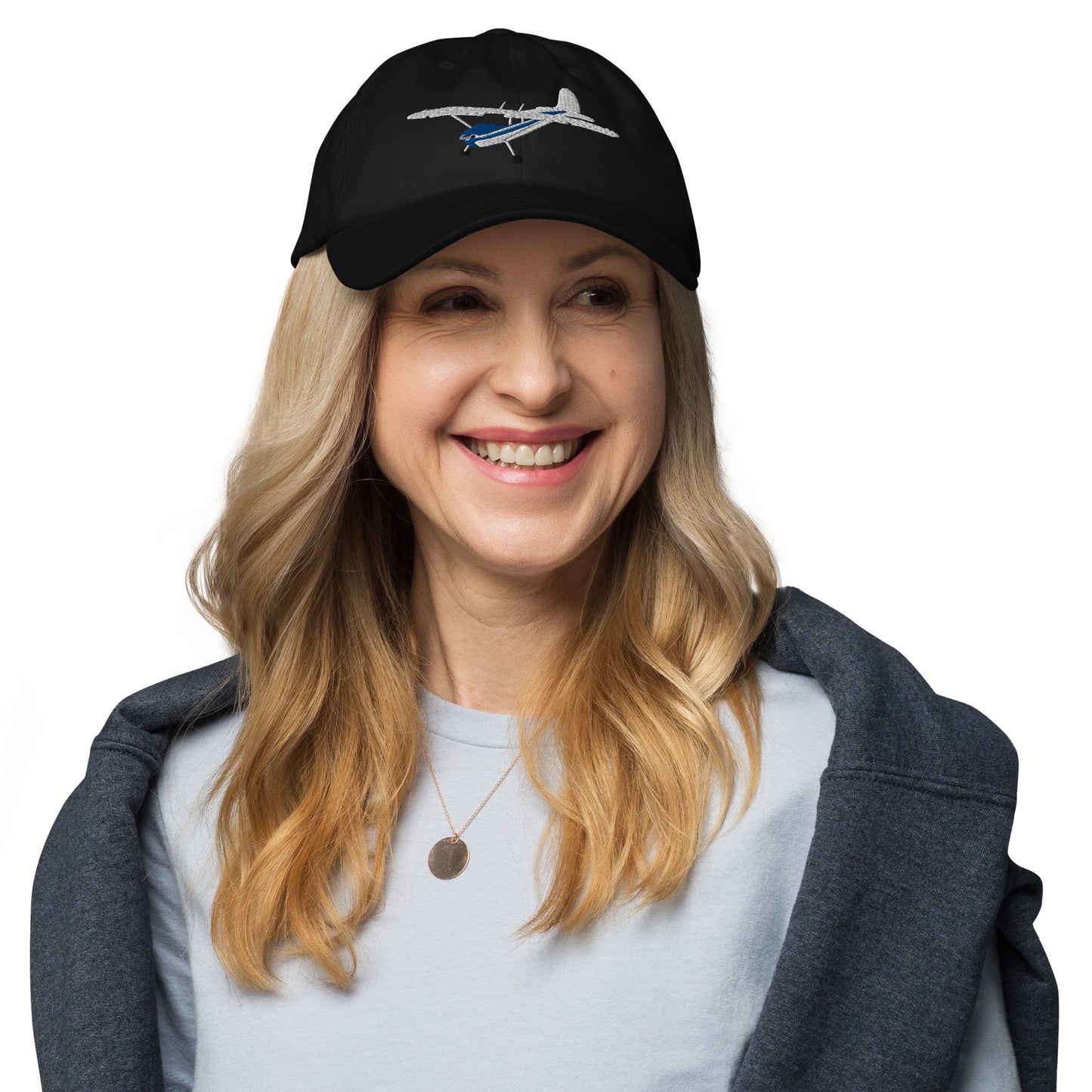 CESSNA 170 aviation cap- White-Blue - embroidered front and back hat