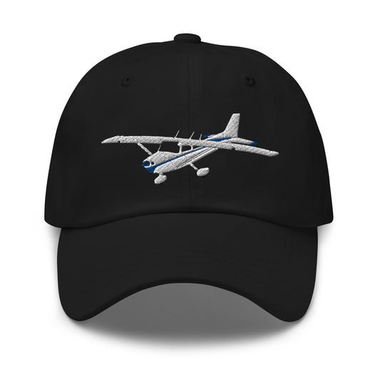 CESSNA 172 Skyhawk CUSTOM N Number White Blue Embroidered Cotton Aviation Hat - Minimum 3 order