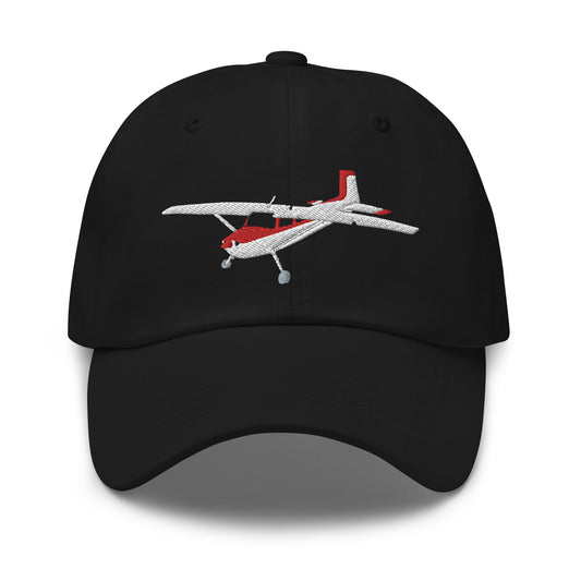 CESSNA 180 Skywagon White-Red CUSTOM N Number Embroidered cotton chino twill cap - Minimum 3 order