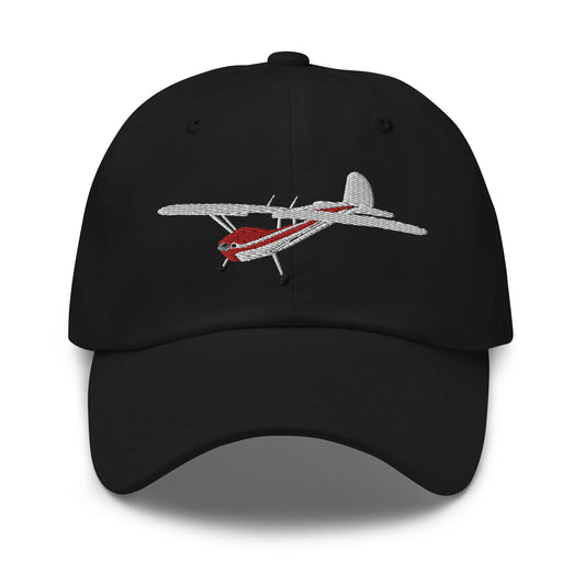 CESSNA 140  White Red aircraft CUSTOM N Number embroidered Aviation cotton twill hat -Minimum 3 order