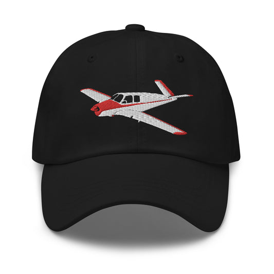 V-Tail BONANZA White-Red CUSTOM N Number Embroidered Classic  Cotton Twill Aviation Hat - Minimum 3 order