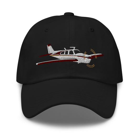 BONANZA F33 white-maroon paint scheme Embroidered Classic Cotton Twill Aviation Hat.
