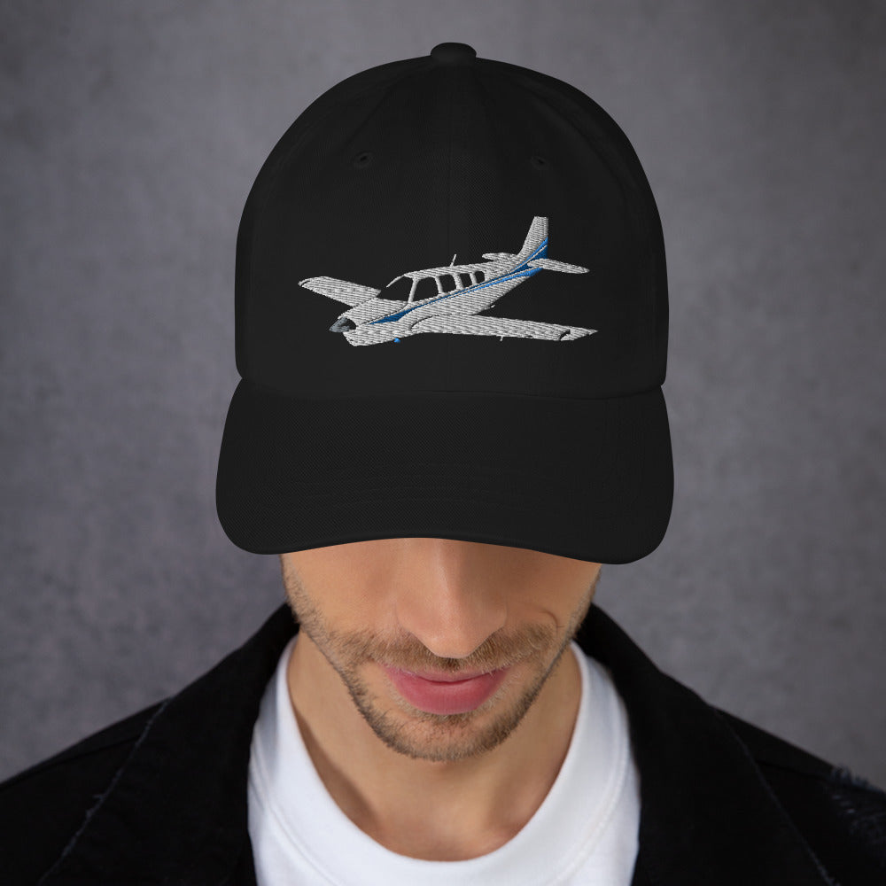 BONANZA A36 white- blue stripe paint scheme Embroidered Classic Cotton Twill Aviation Hat.