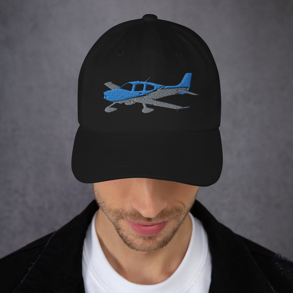 CIRRUS blue- grey CUSTOM N NUMBER aircraft embroidered Aviation cotton twill hat