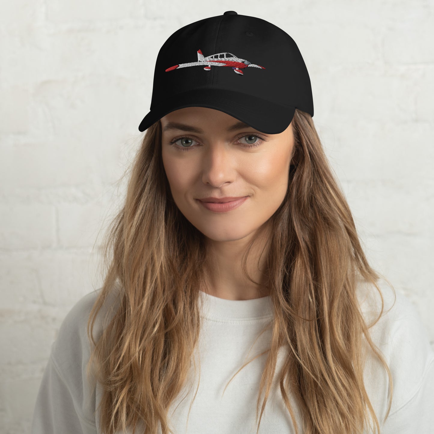 CHEROKEE white-red aviation cap- embroidered front and back hat.