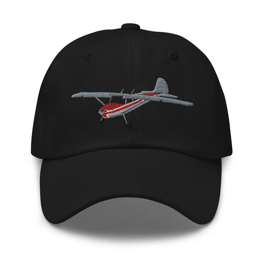 CESSNA 170 Silver and red -  hat embroidered cap front and back