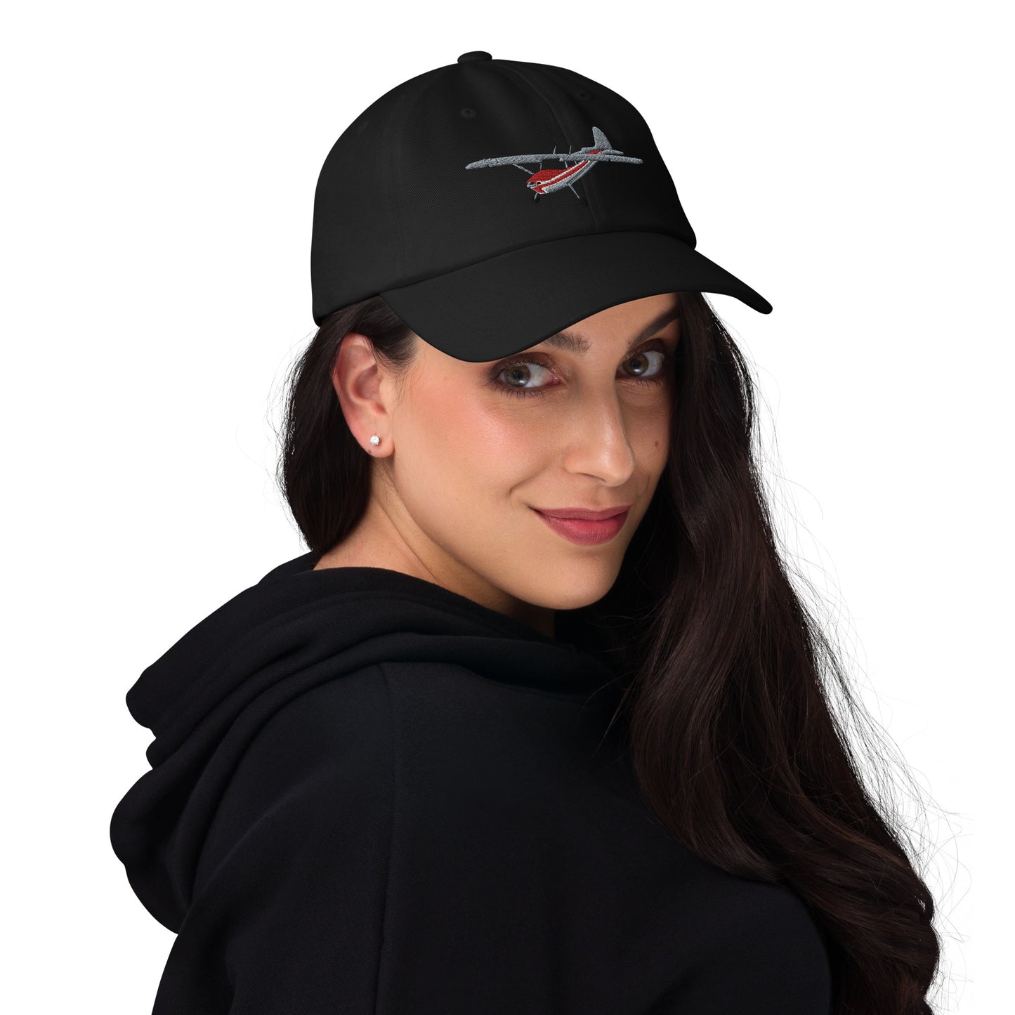 CESSNA 170 Silver and red -  hat embroidered cap front and back