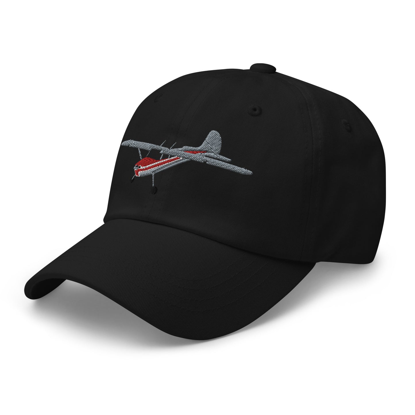 CESSNA 170 Silver and red -  hat embroidered cap front and back