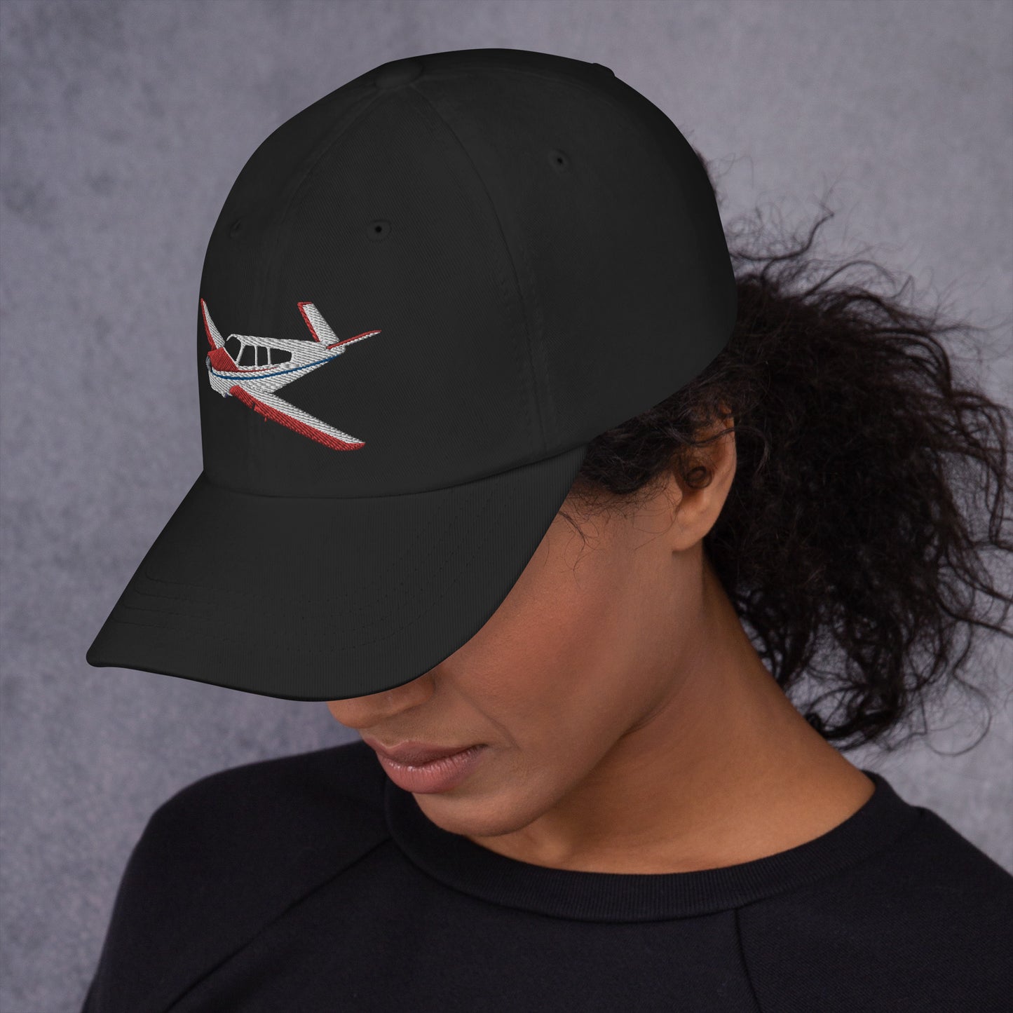 V-Tail BONANZA Tri-Color 3 red top  Embroidered Classic Cotton Twill Aviation Hat.