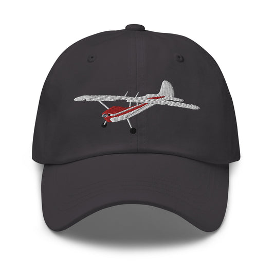 CESSNA 170 embroidered aviation cap- White and Red - front and back
