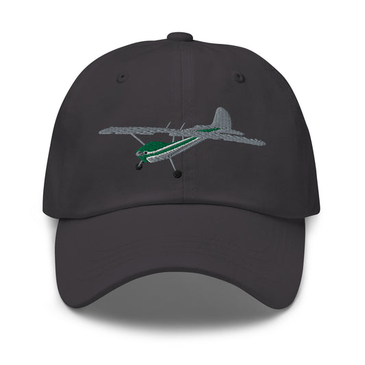 CESSNA 170 embroidered aviation cap -Silver-Green - front and back