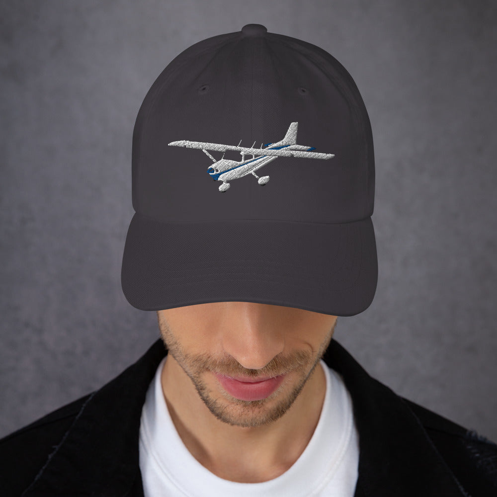 CESSNA 172 Skyhawk CUSTOM N Number White Blue Embroidered Cotton Aviation Hat